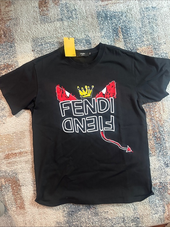 Fendi Other - Fendi Black Short Sleeve Tee with Red & Yellow Graphic